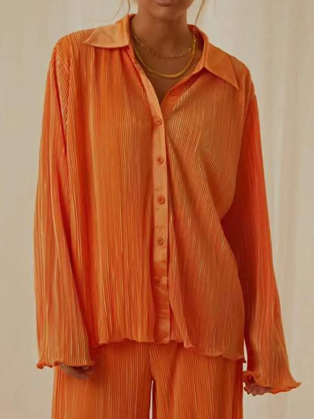 Button Up Long Sleeve Top and Pants Set, image 4