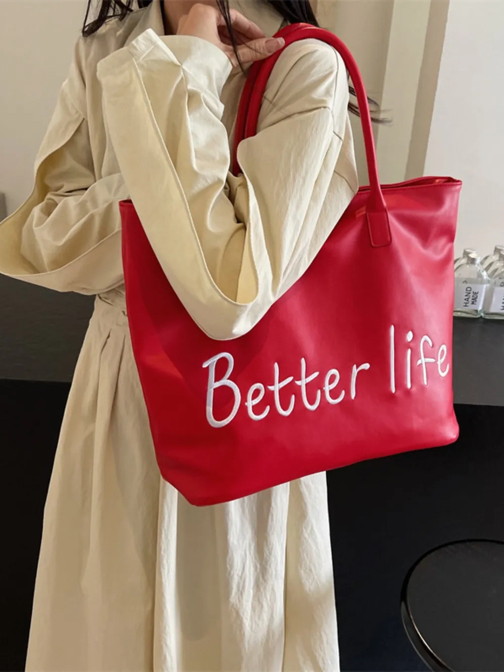 BETTER LIFE PU Leather Tote Bag, image 18