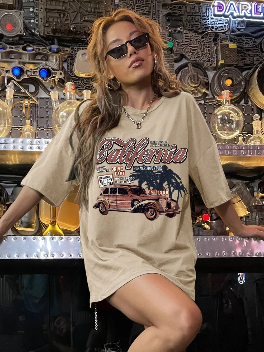 Car Graphic Round Neck Half Sleeve T-Shirt, image 3