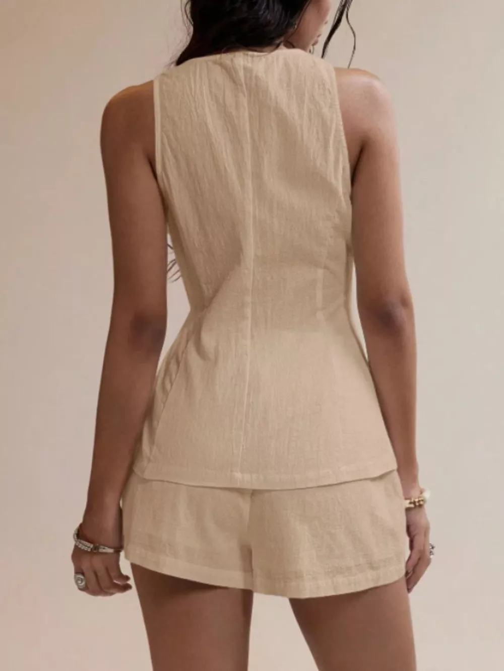 Button-Down Sleeveless Top and Shorts Set, image 9