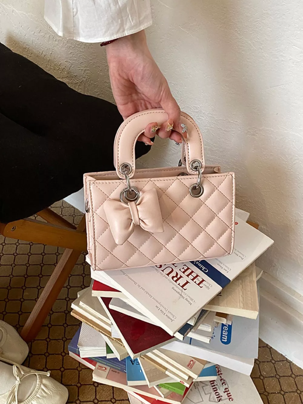 Quilted Bow Crossbody Bag, image 9