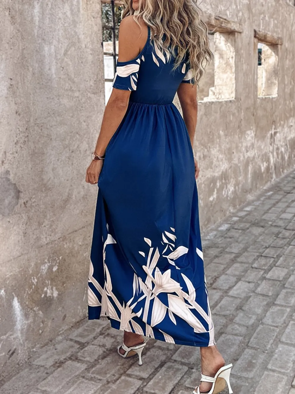 Printed Cold Shoulder Dress, image 2