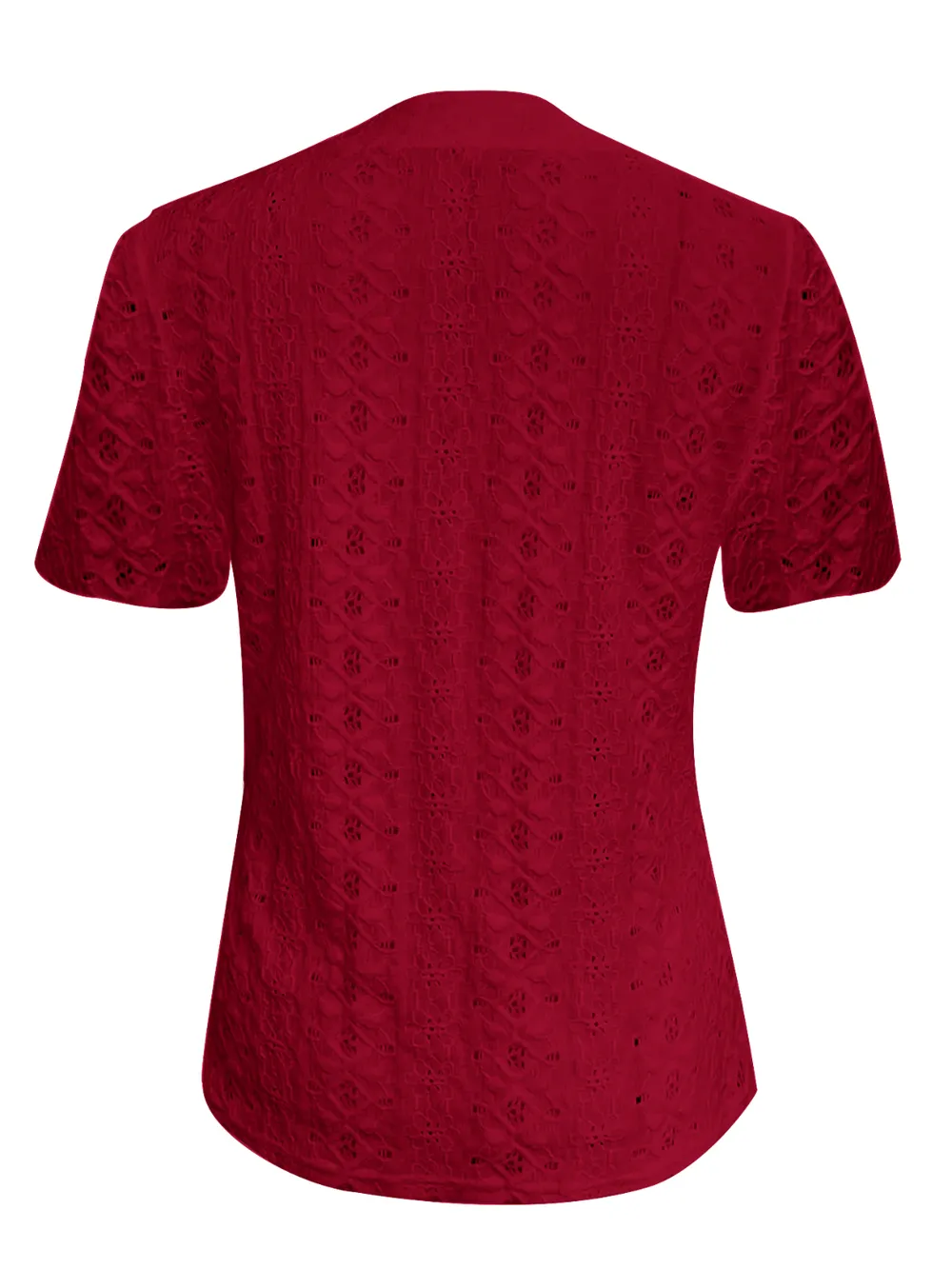 Openwork Notched Short Sleeve Top, image 18