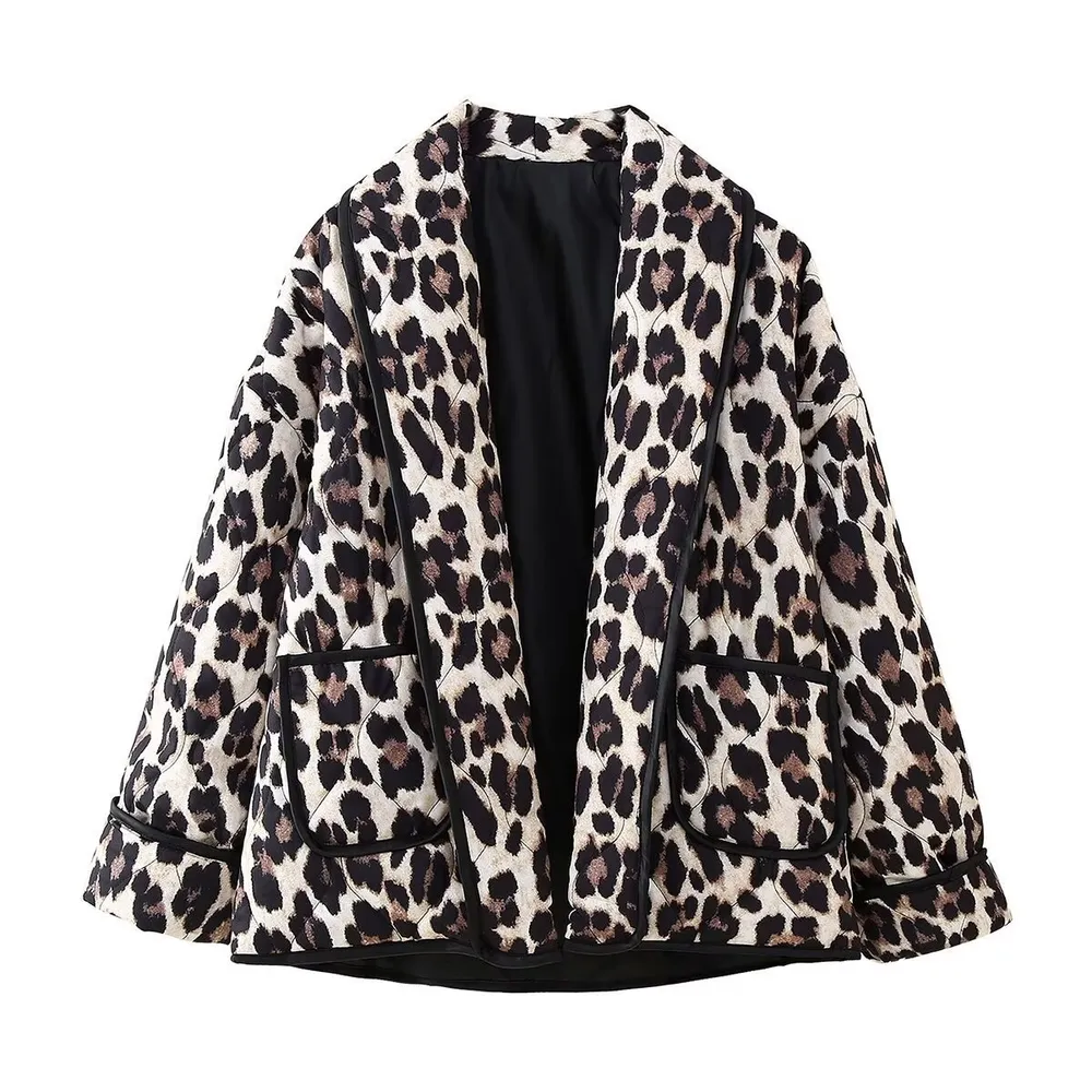 Leopard Open Front Long Sleeve Outerwear, image 8