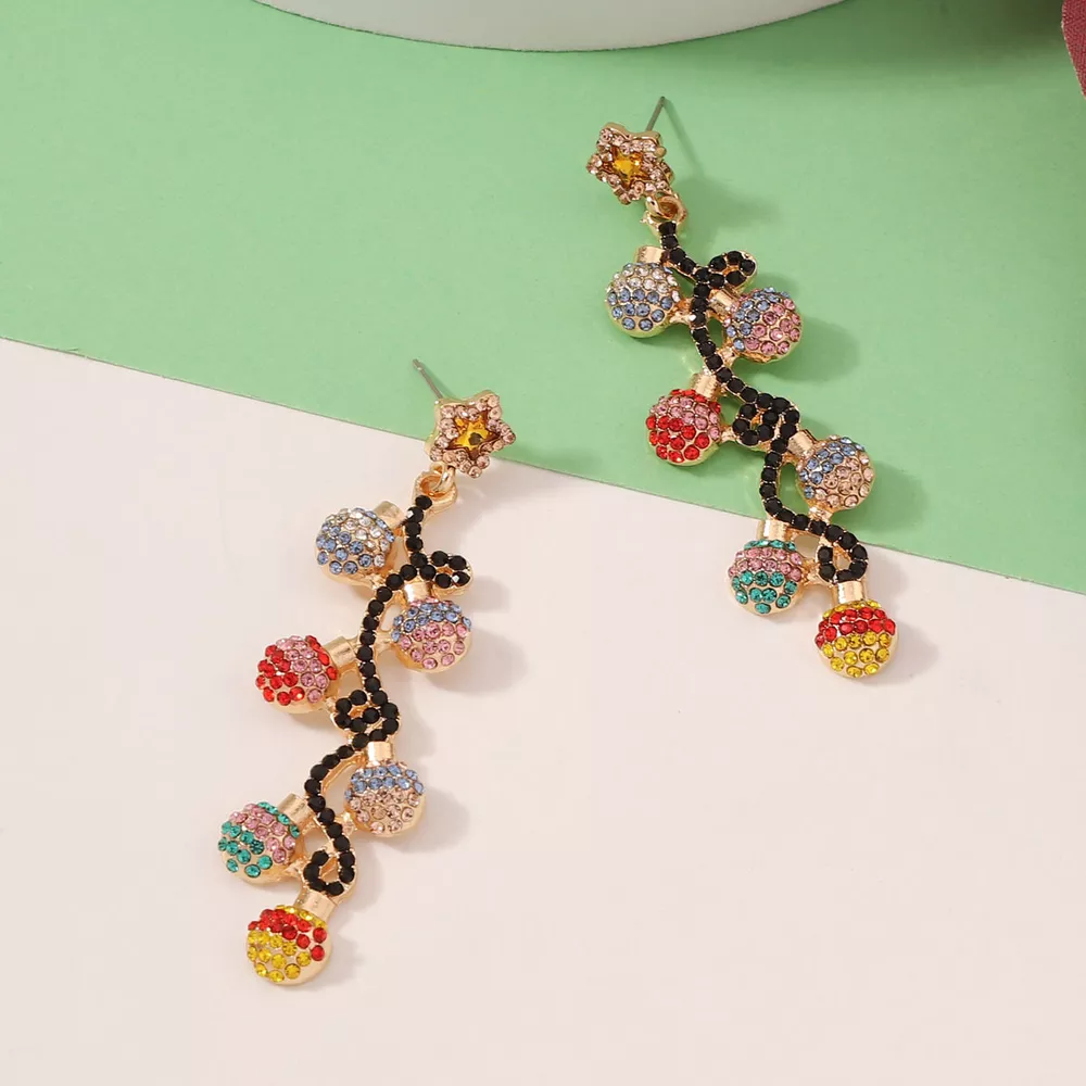 Christmas 18K Gold-Plated Rhinestone Earrings, image 2