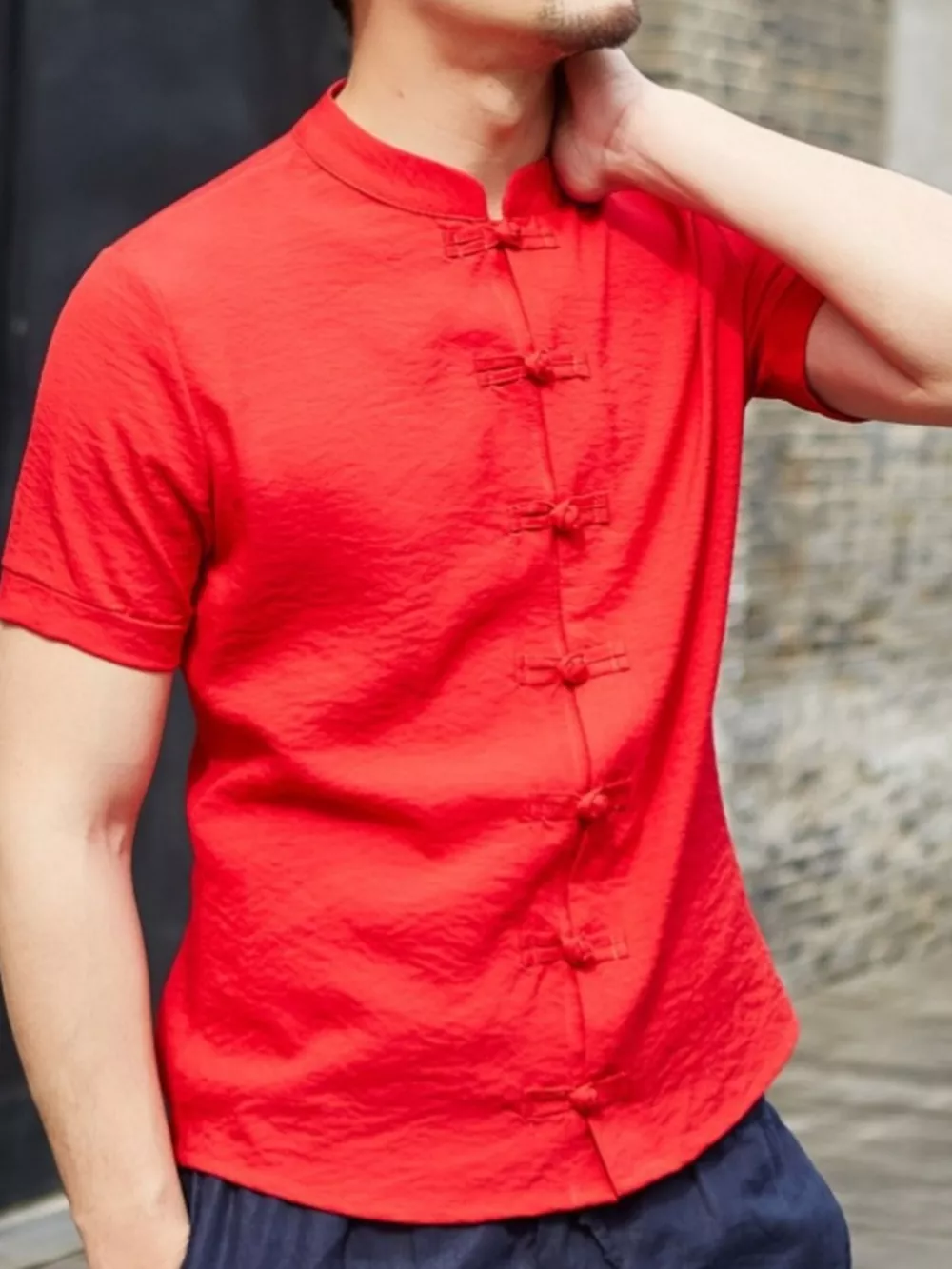 Men's Full Size Chinese Style Short Sleeve Shirt Plus Size, image 3