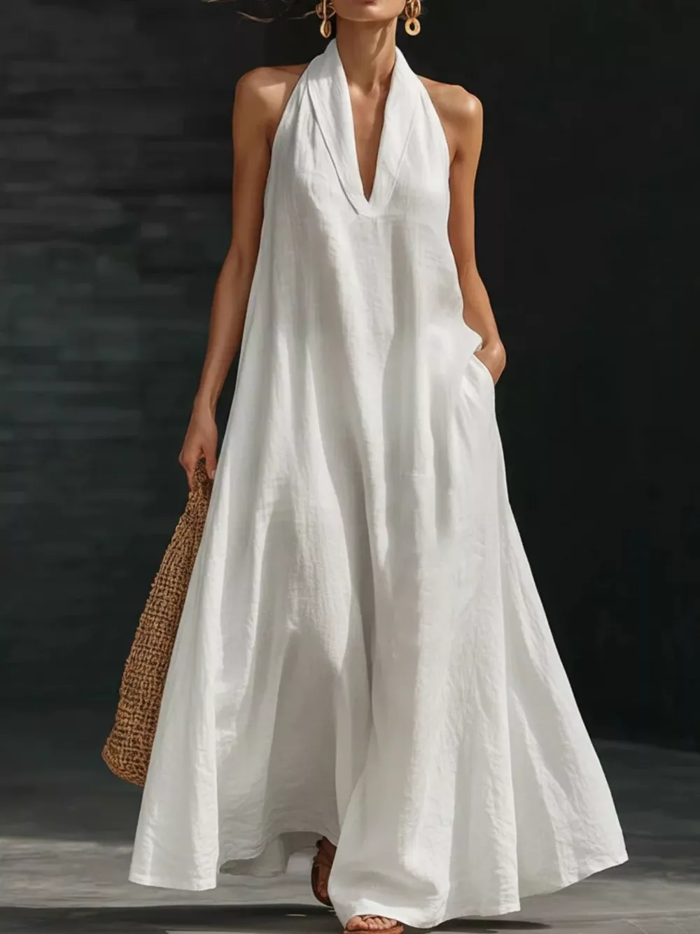 Full Size Halter Neck Sleeveless Maxi Dress Plus Size, image 4