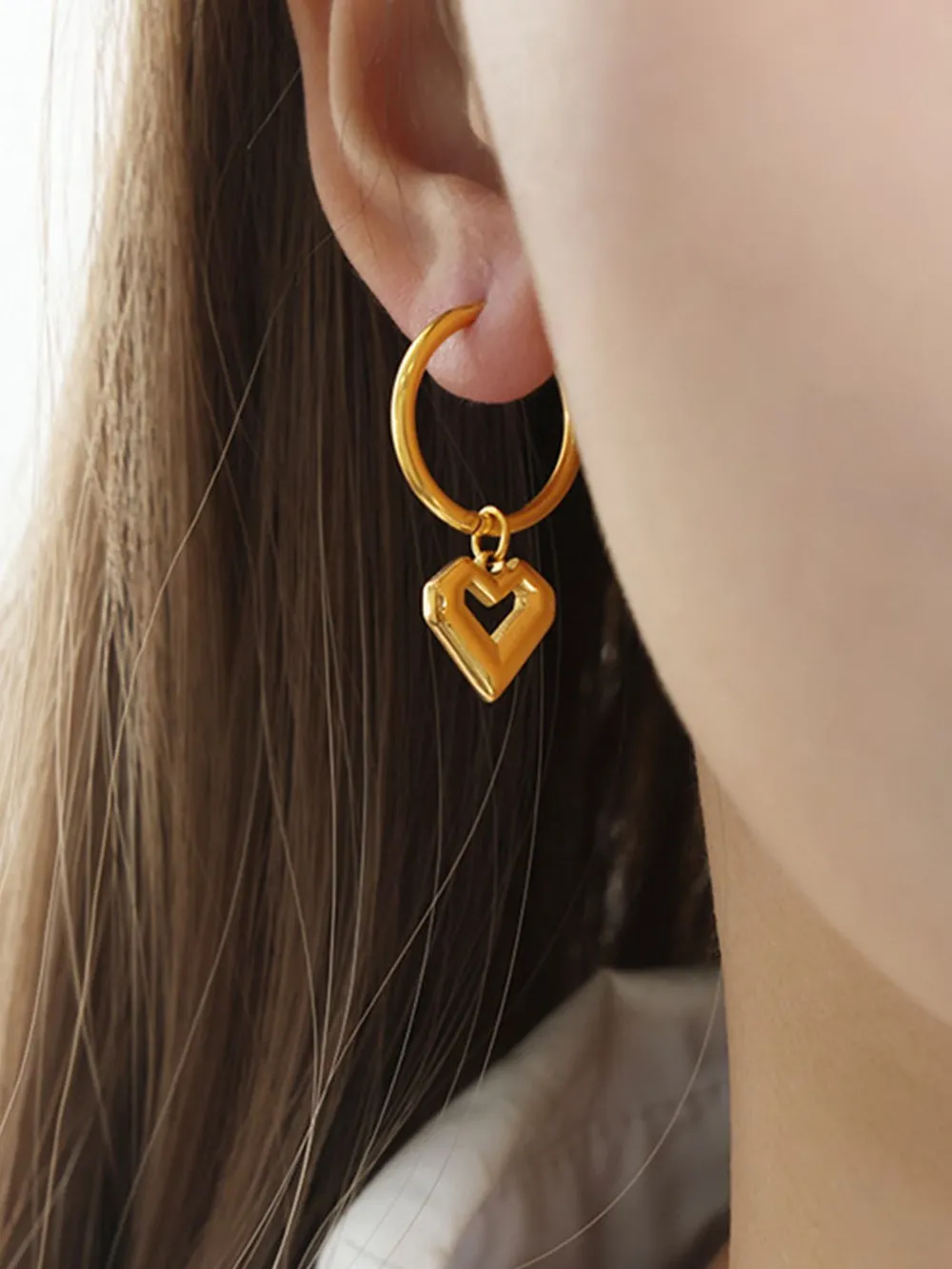 Heart Shape Lapis Lazuli Dangle Earrings, image 4