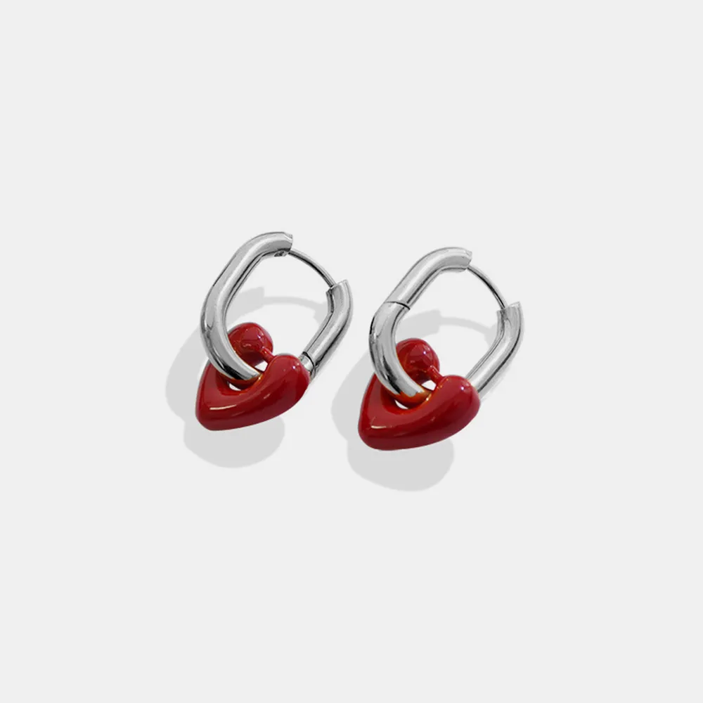 Heart Titanium Steel Earrings, image 4