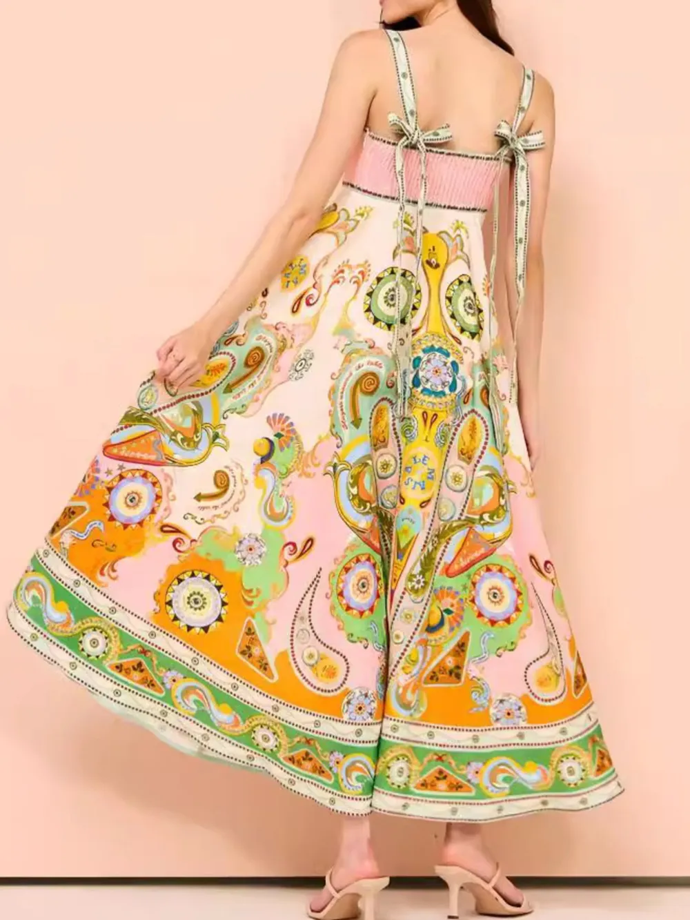 Paisley Print Square Neck Summer Dress, image 2