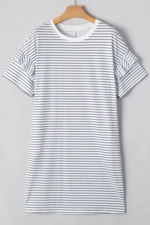 Stripe Round Neck Short Sleeve Mini Dress, image 2