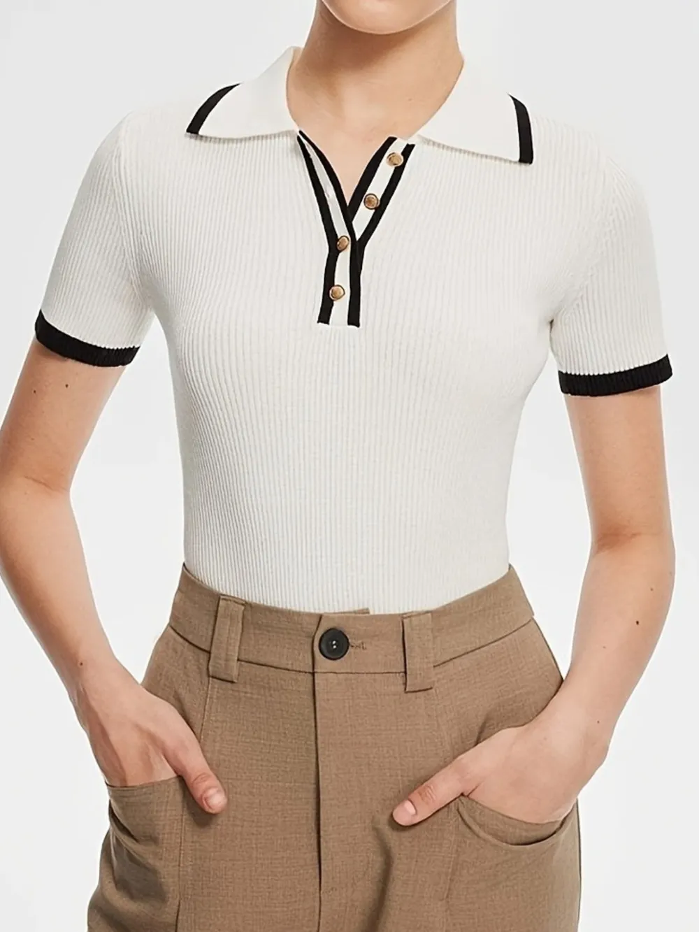 Contrast Trim Button Detail Polo, image 5
