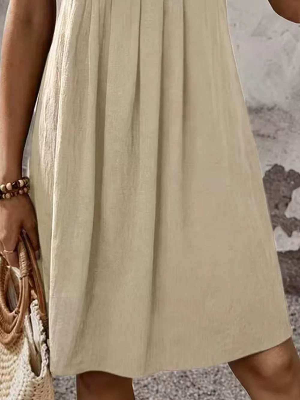 Zipper-Front Short Sleeve A-Line Dress, image 9