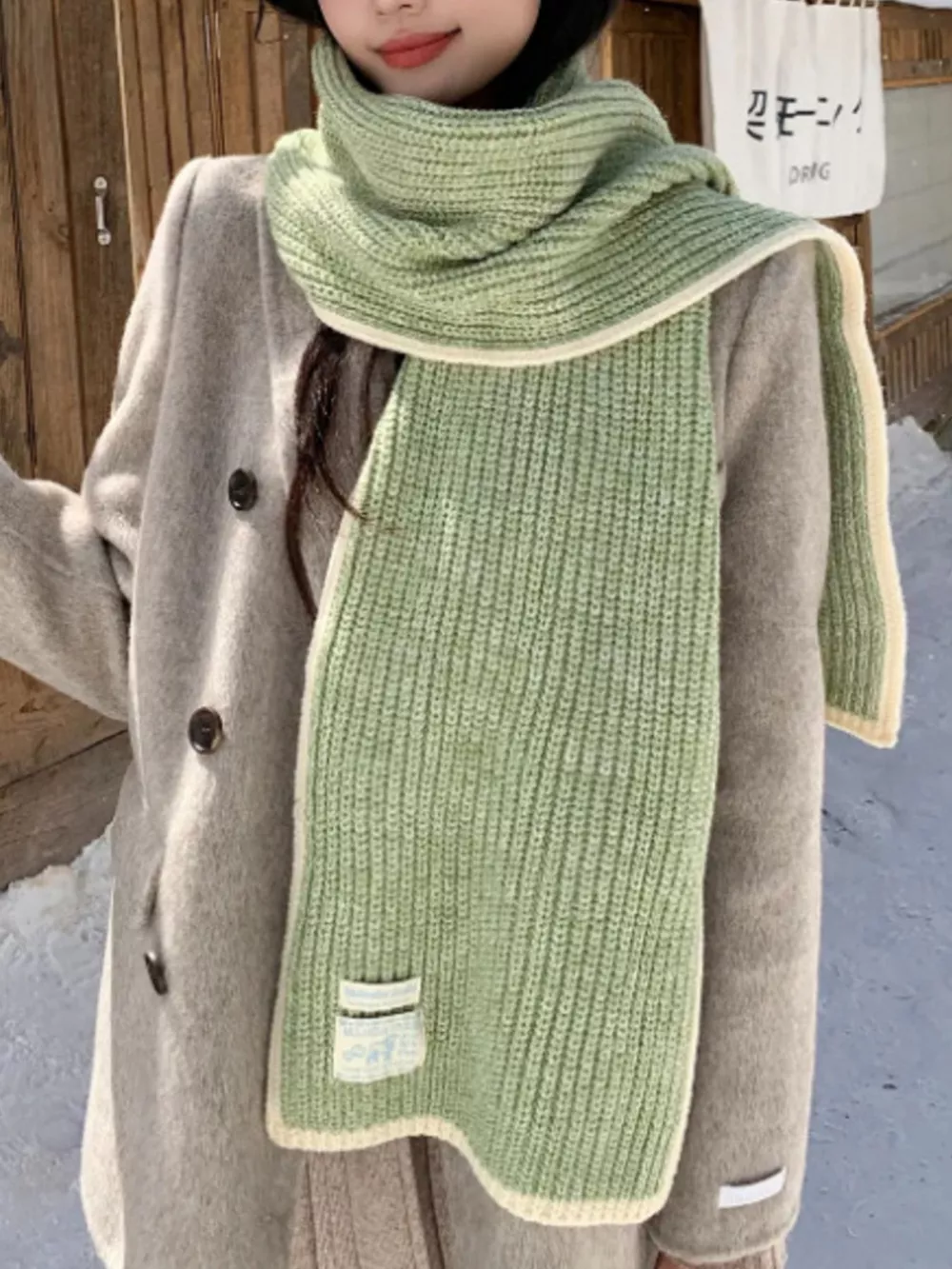 Contrast Trim Knitted Winter Scarf, image 2