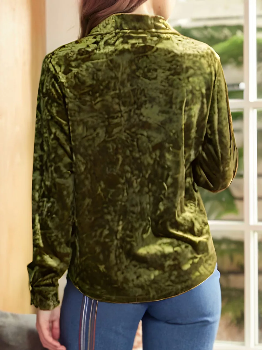 Velvet Button-Down Long Sleeve Shirt, image 4