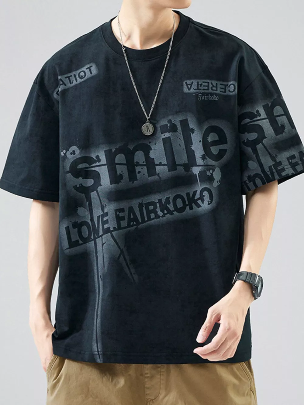 Men's Plus Size Round Neck Short Sleeve T-Shirt, image 2