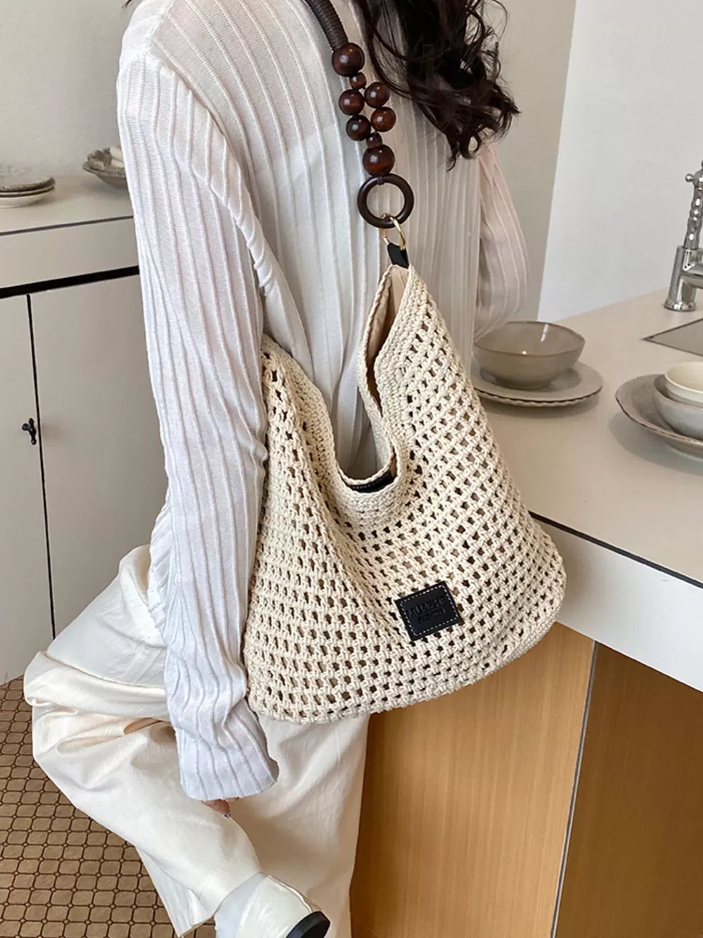 Crochet Knit Shoulder Bag, image 3