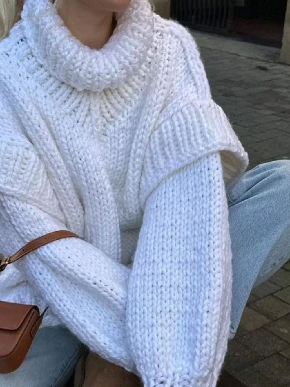Oversized Chunky Knit Turtleneck Sweater, image 11