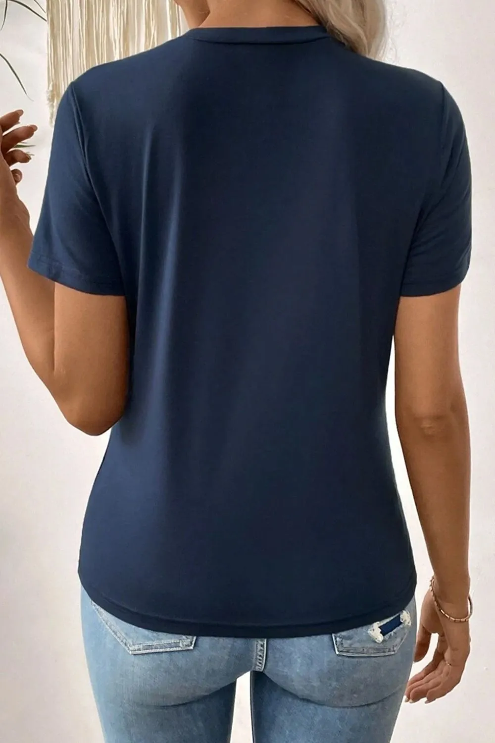 Solid Color Round Neck T Shirt, image 3