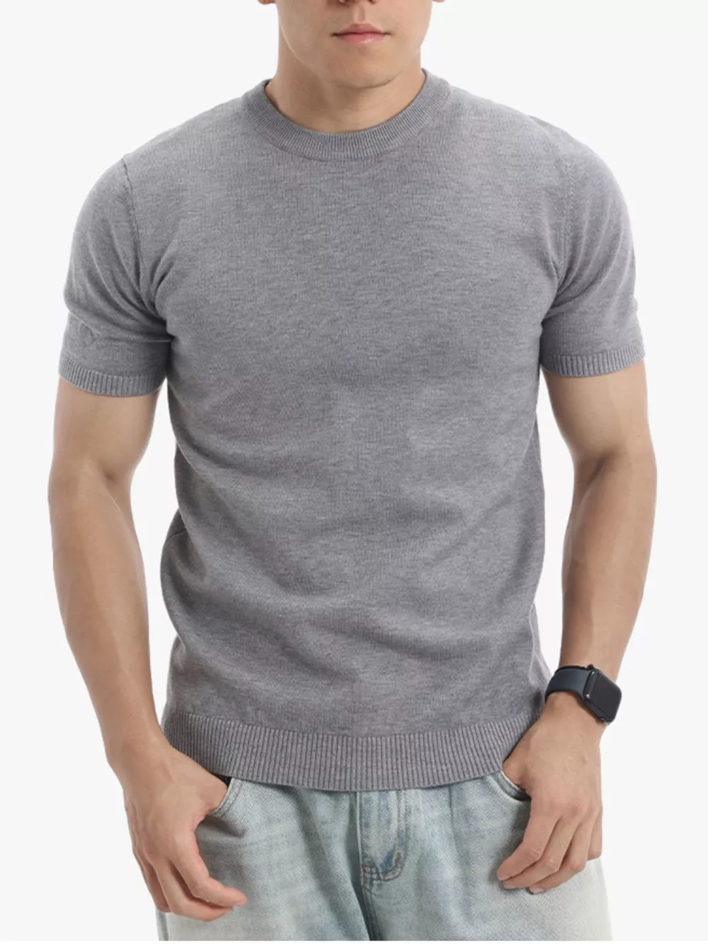 Men's Plus Size Casual Short Sleeve Knit Top, image 3
