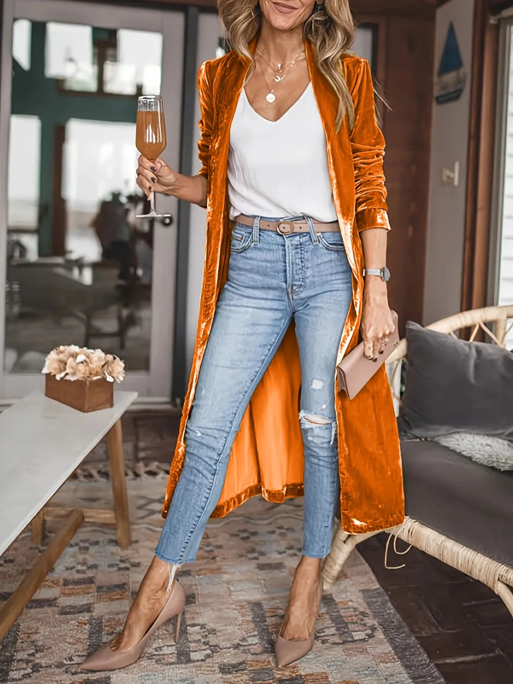 Open Front Long Sleeve Coat, image 3