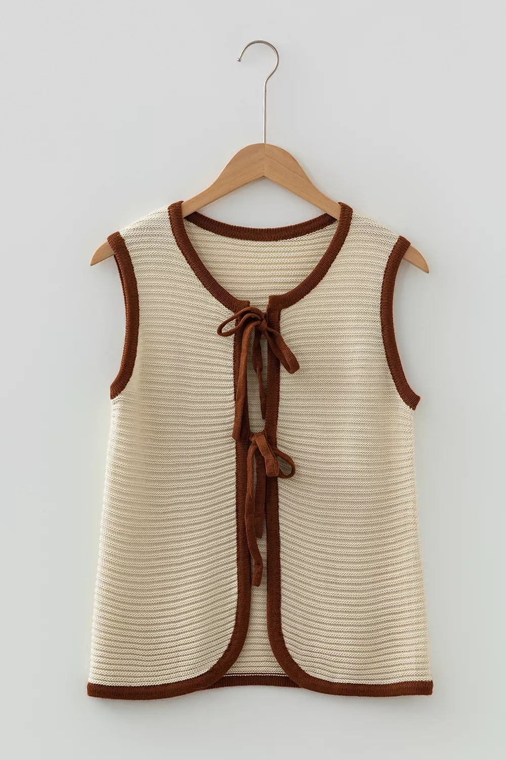 Contrast Trim Tie-Front Sweater Vest, image 7