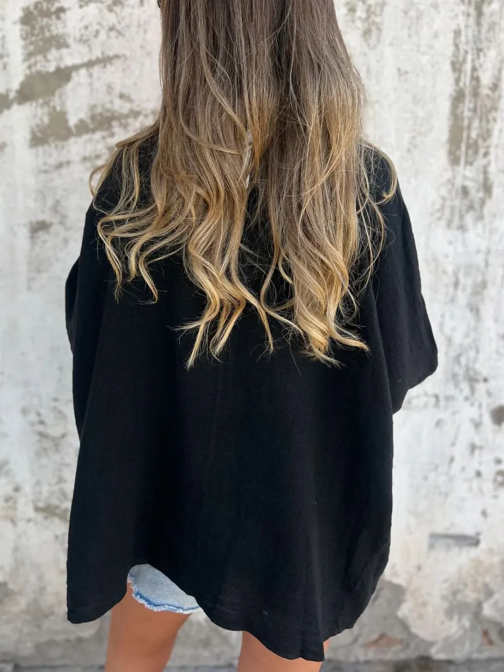 Full Size One Button Long Sleeve Shirt Plus Size, image 3