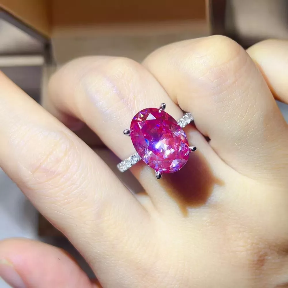 8 Carat Moissanite Oval 925 Sterling Silver Ring, image 3