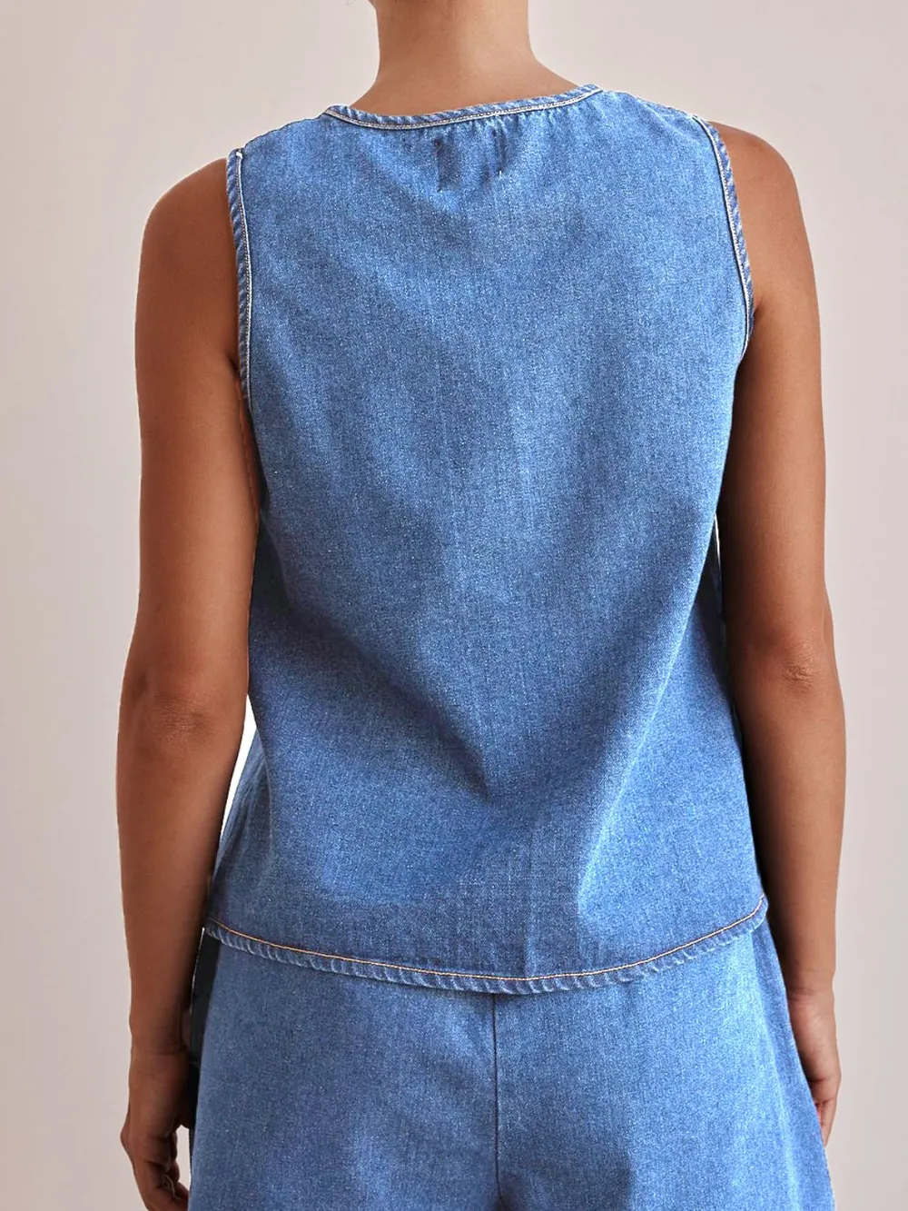 Tie Front Denim Vest, image 7