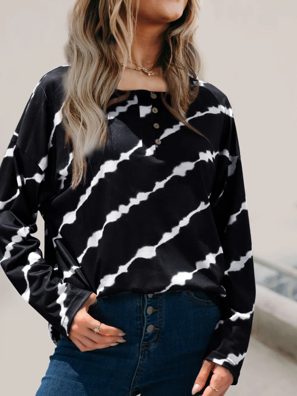 Striped Round Neck Long Sleeve T-Shirt, image 5