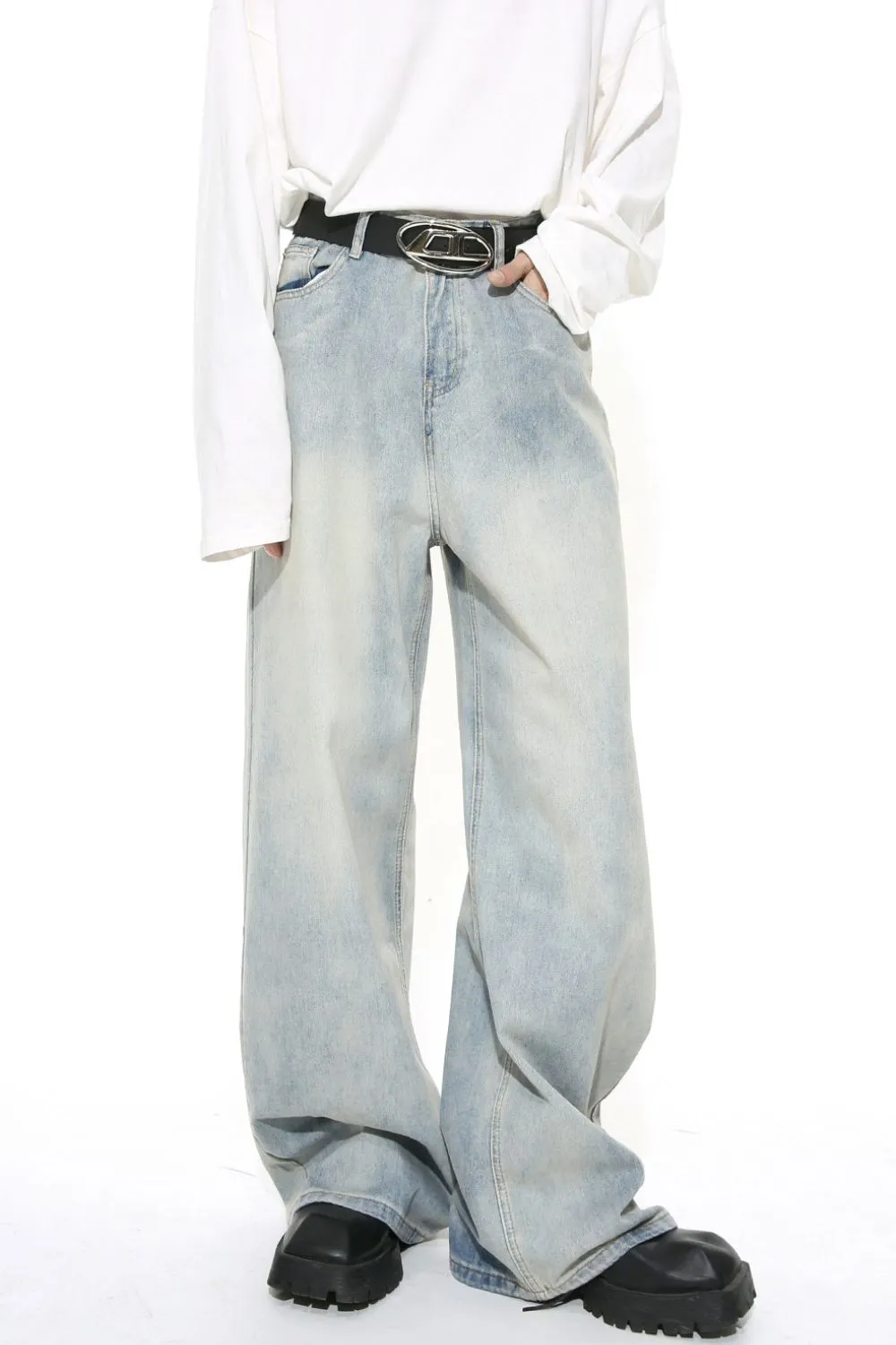 Washed Straight Leg Jeans, image 2
