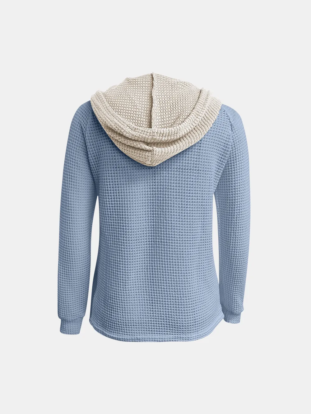 Full Size Waffle-Knit Contrast Long Sleeve Hoodie, image 23