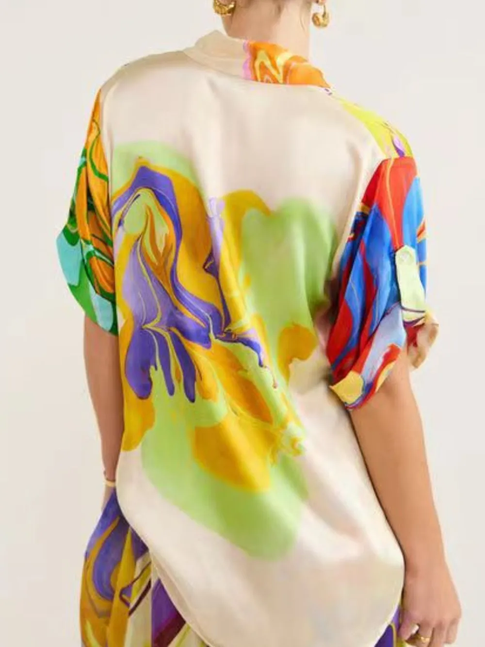 Printed Button Up Shirt and Skirt Set, image 4