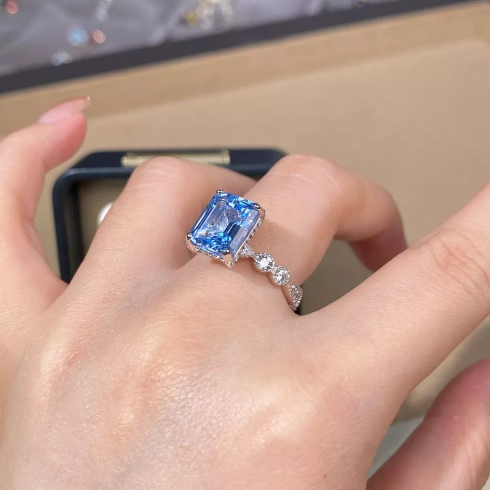 925 Sterling Silver Zircon Geometric Ring, image 2