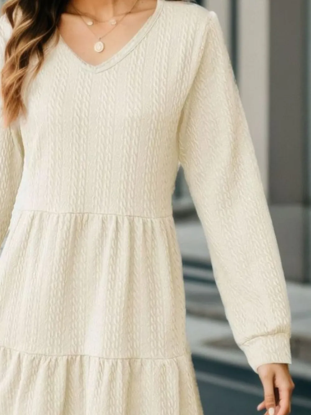 V-Neck Long Sleeve Mini Dress, image 9