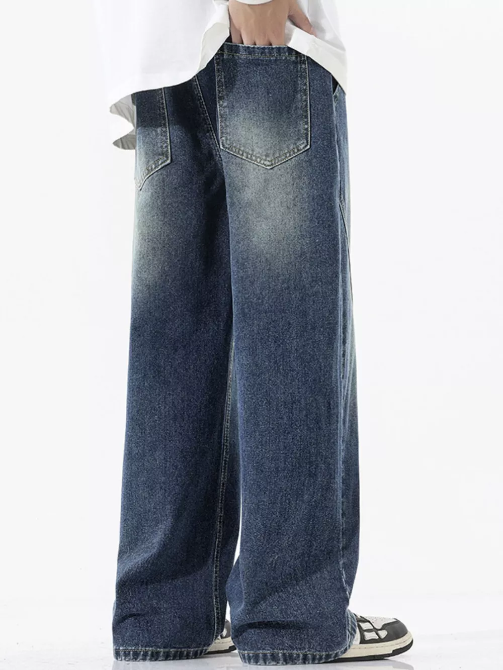 Men's Full Size Wide Leg Drawstring Jeans Plus Size, image 10