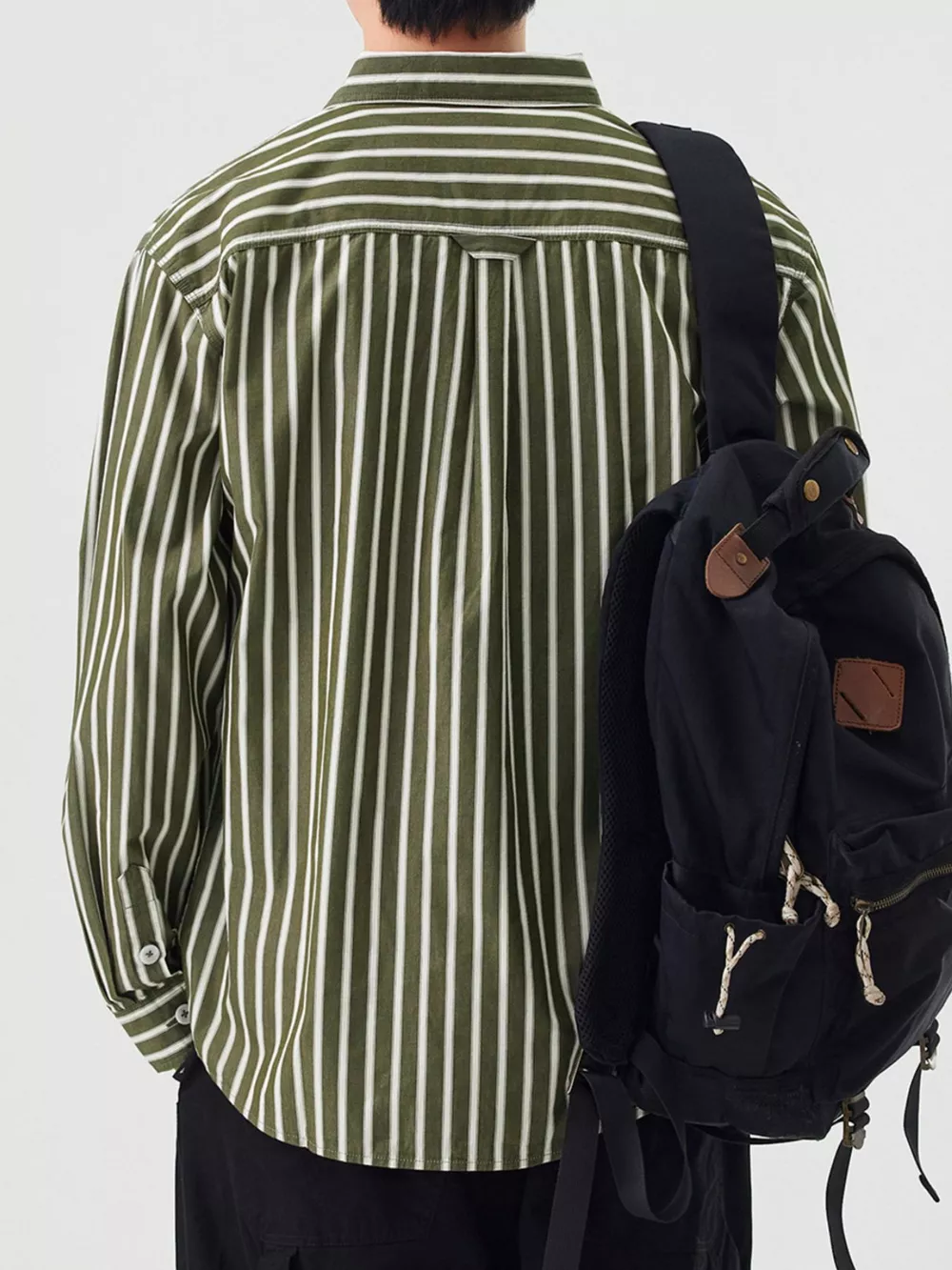 Men's Plus Size Button Up Long Sleeve Striped Shirt, image 3