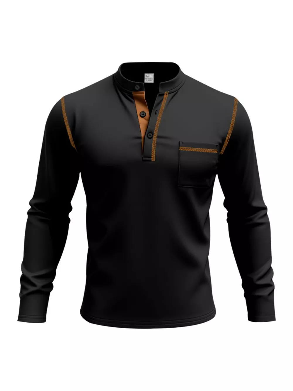Men's Full Size Casual Long Sleeve Henley T-Shirt with Pocket Plus Size, image 9