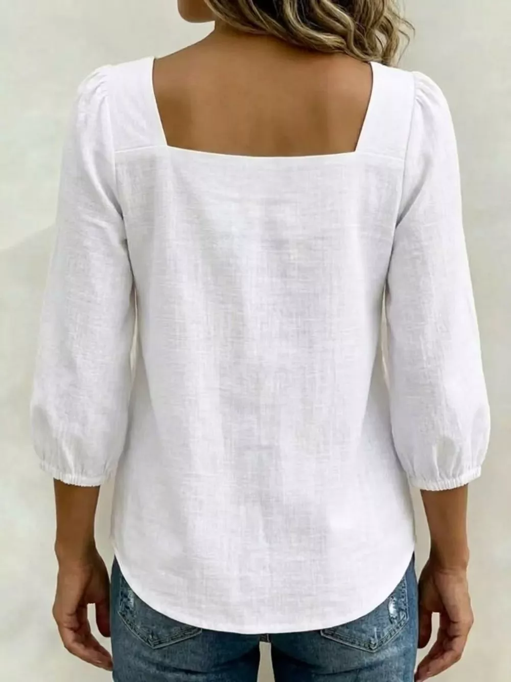 Full Size Bow Front Square Neck Blouse Plus Size, image 2