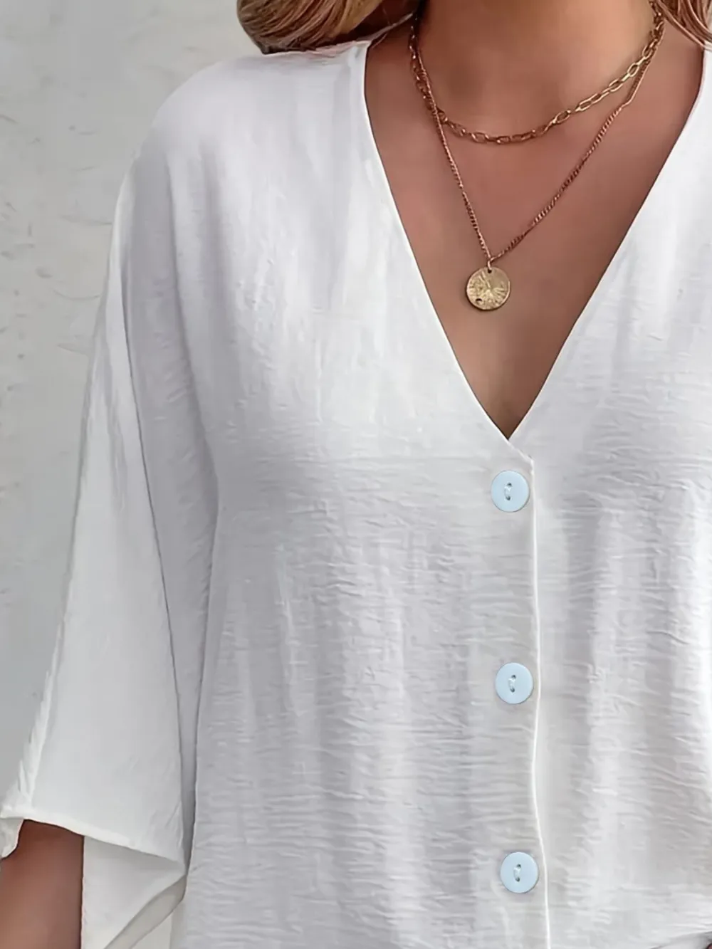Full Size V-Neck Button Down Shirt Plus Size, image 3
