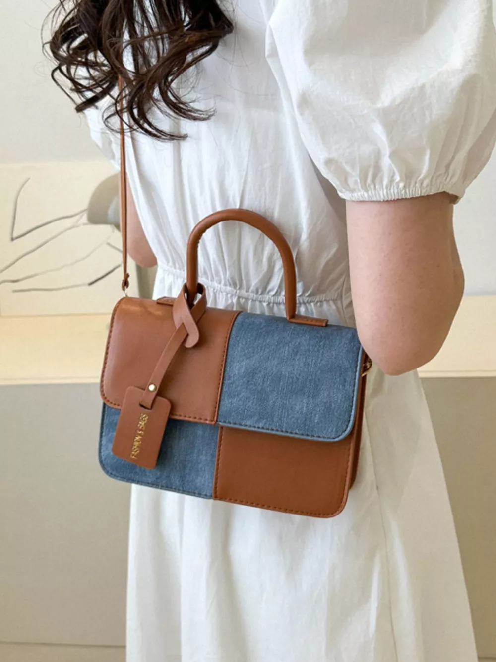 Two-Tone PU Leather Crossbody Bag, image 14