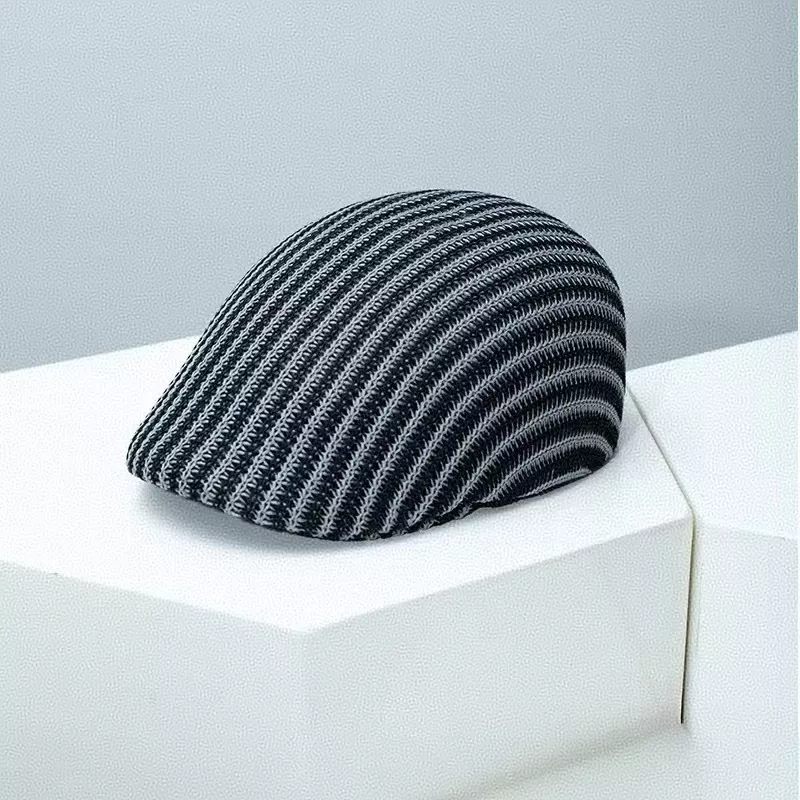 Striped Breathable Beret Hat, image 2