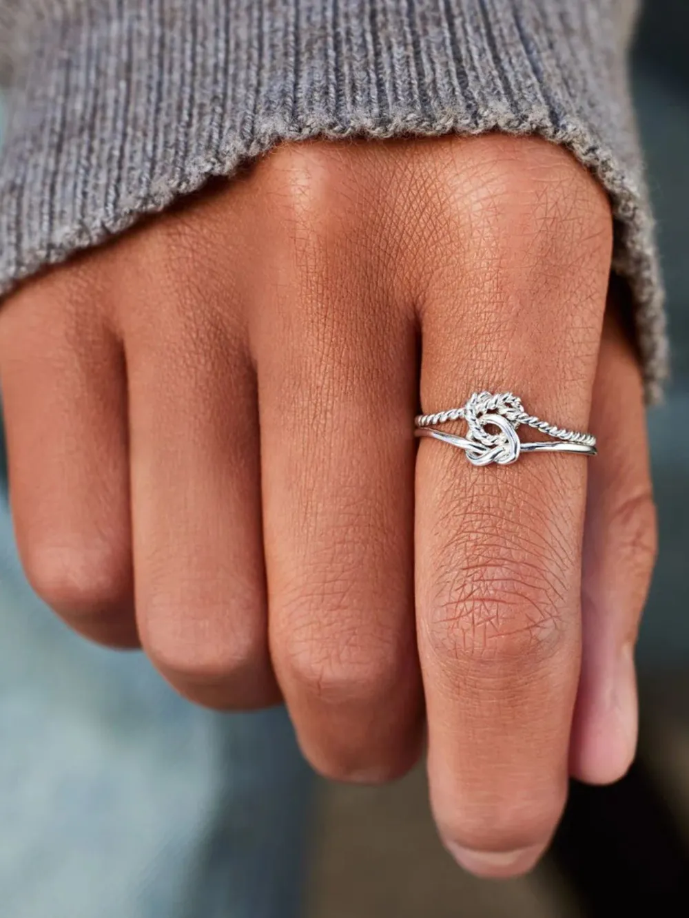 925 Sterling Silver Knotted Ring, image 3
