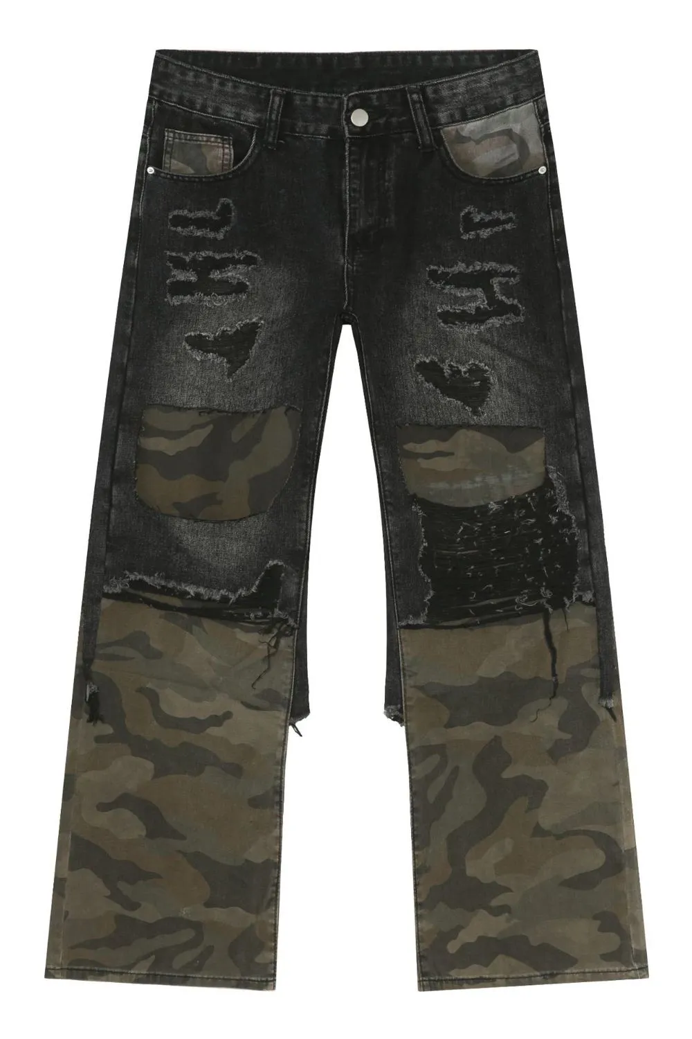 Men's Frayed Hem Camouflage Jeans, image 7