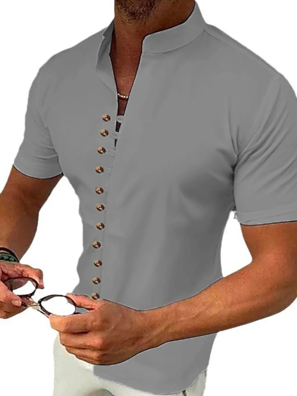 Men's Full Size Button Up Short Sleeve Shirt Plus Size, image 8