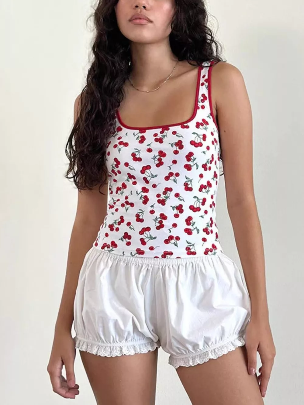 Cherry Print Square Neck Tank, image 4