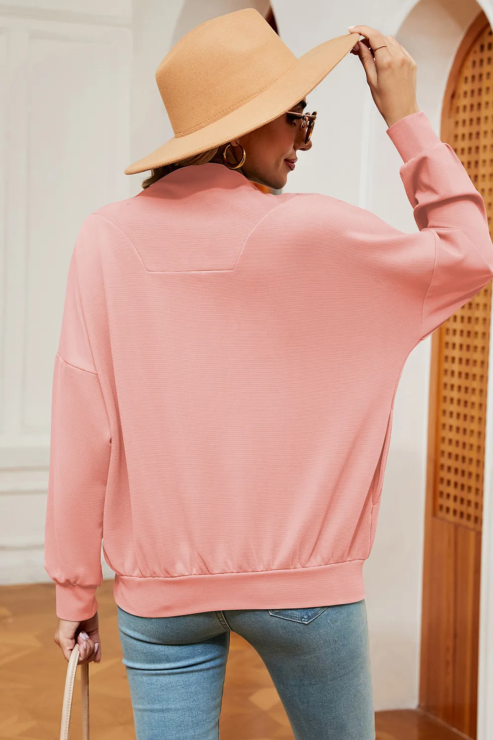 Half Zip Dropped Shoulder Sweatshirt, image 12