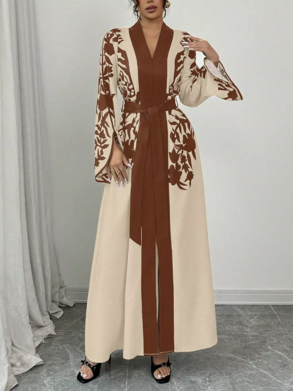 Printed Tie Waist Maxi Dress, image 20