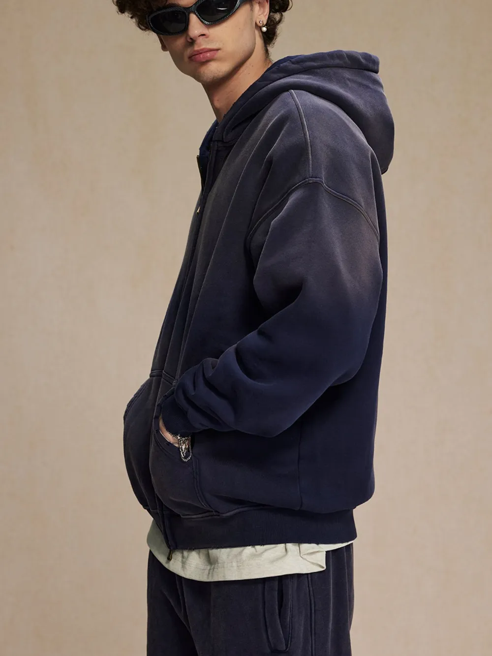Men's Oversized Casual Zip-Up Hoodie, image 3