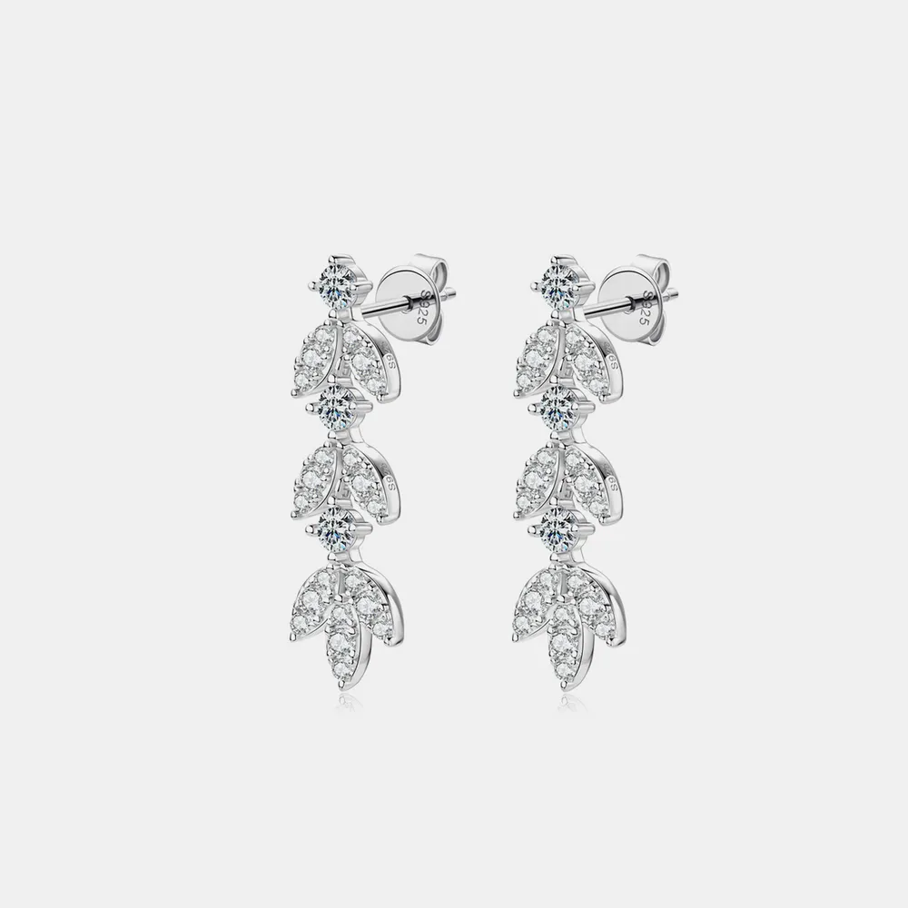 925 Sterling Silver Moissanite Leaf Earrings, image 6